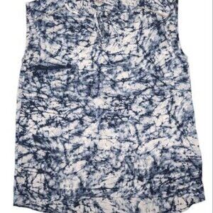 Juicy Couture Blue Marble Sleeveless Beaded Rhinestones Blouse Women's Top Sz XS